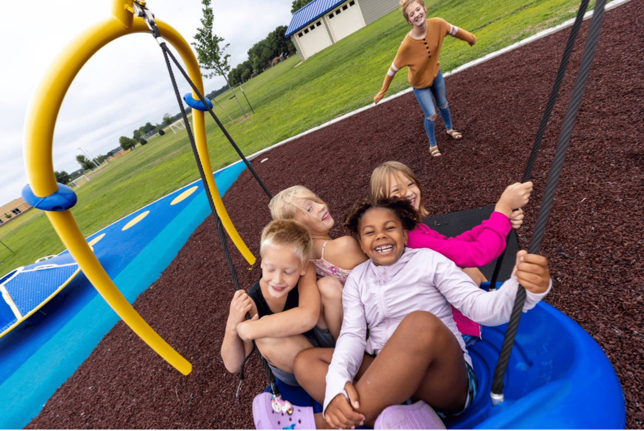 kids playing safely on playground