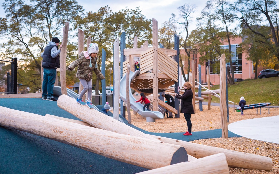 Innovative natural wood playground